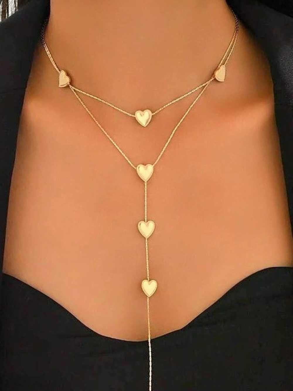 New Minimalist Heart Pendant Multi-Layer Necklace Gold